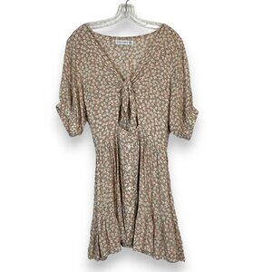 Faithful The Brand Floral Mini Dress Pink Cutout Prairie Small